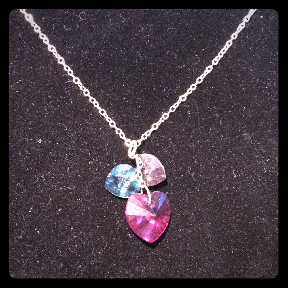 Crystal three heart necklace